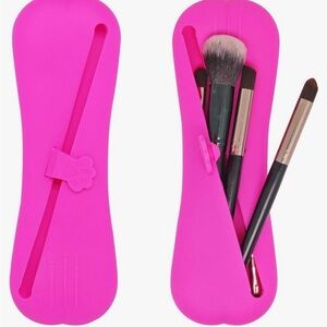 Silicone Makeup Brush Holder, 2pcs Travel Makeup Brush Holder Tan color